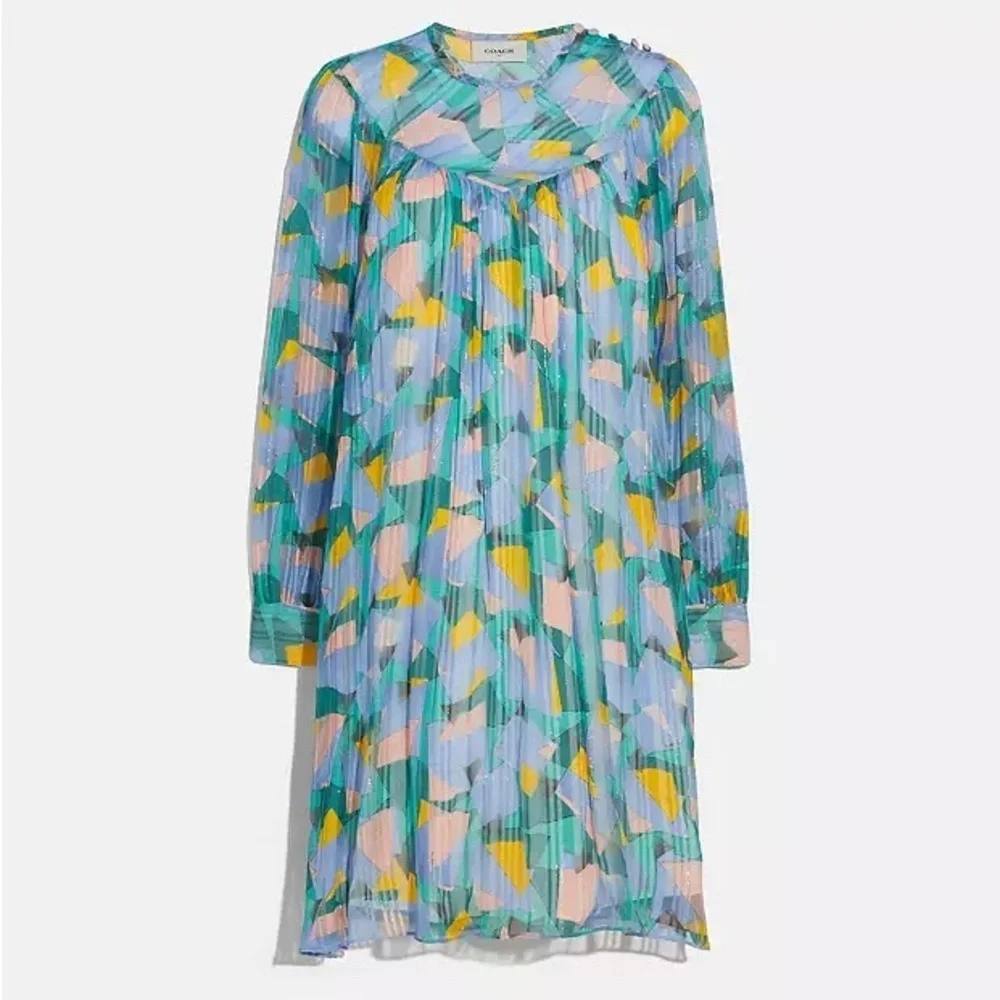 Coach Colorful Bold Geo Yoke Long Sleeve Mini Dress 4